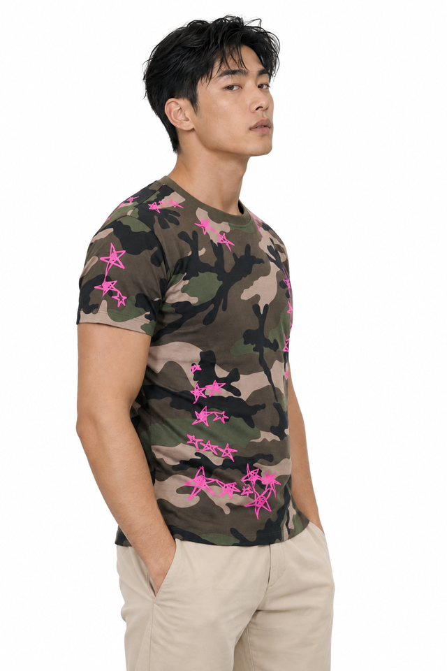 Valentino Men's Camouflage & Star Print T-Shirt