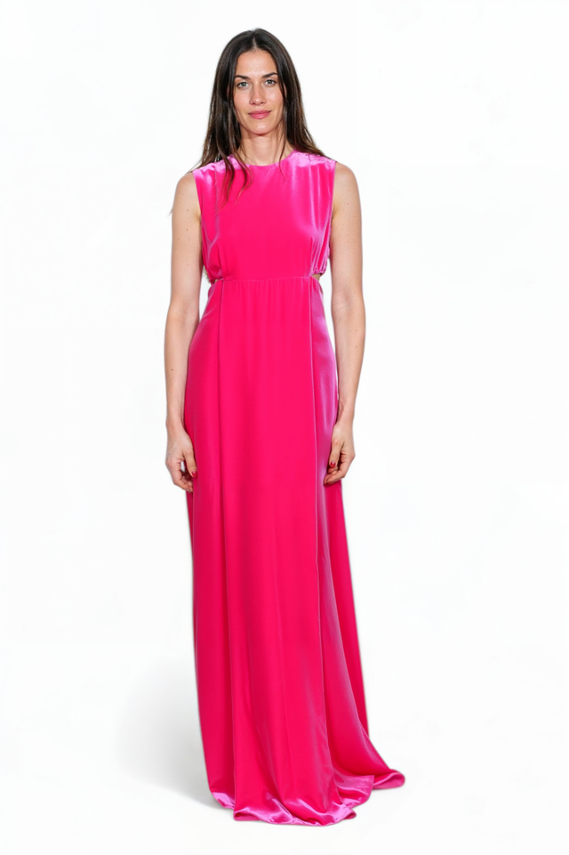 Valentino Fuchsia Satin Sleeveless Gown