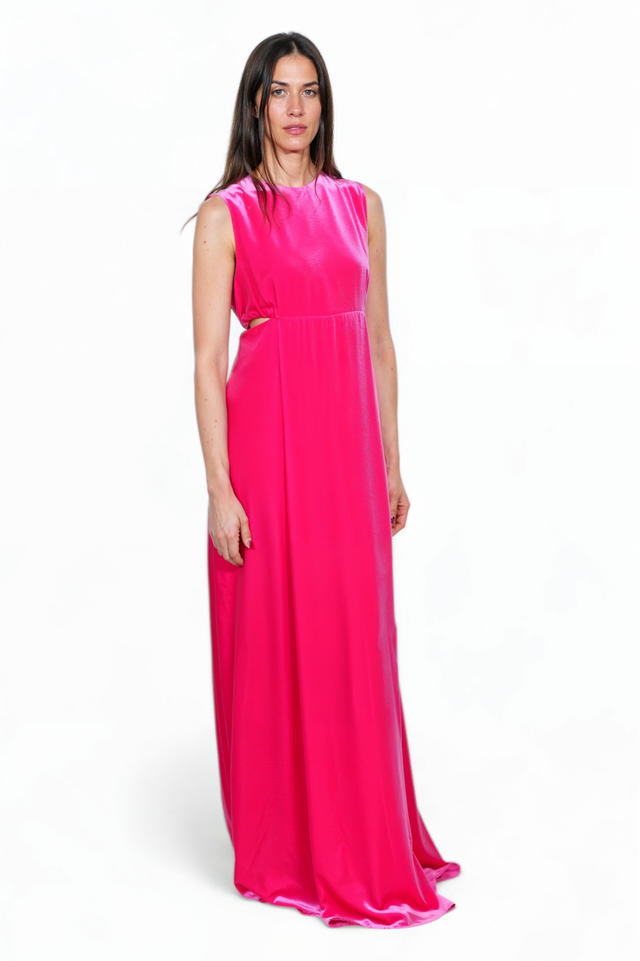 Valentino Fuchsia Satin Sleeveless Gown