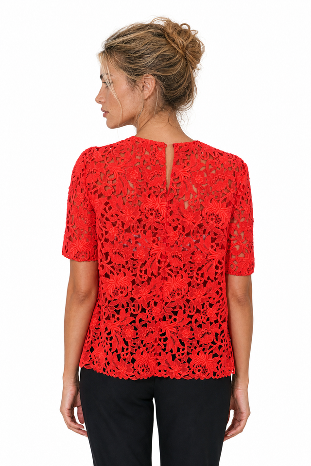 Valentino Garavani Heavy Lace Short-Sleeve Top