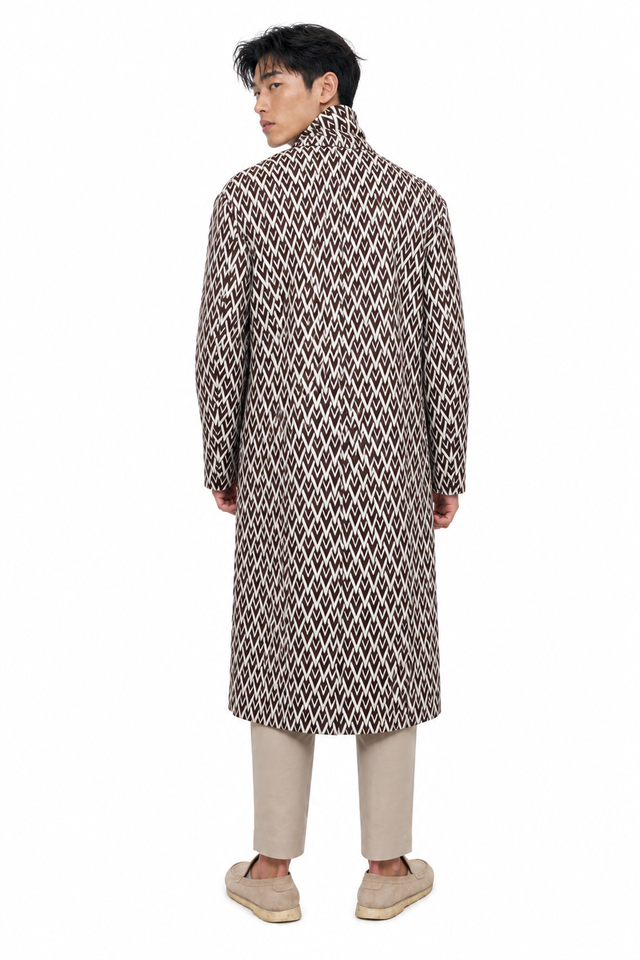 Valentino Toute La V Pattern Double-Breasted Wool Overcoat