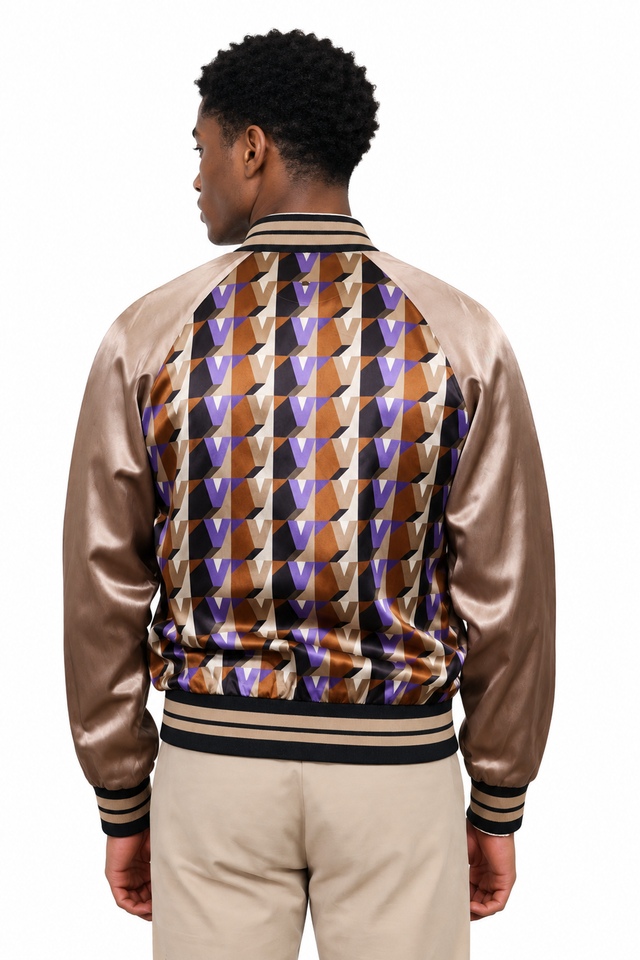 Valentino V-Optical Printed Silk Bomber Jacket