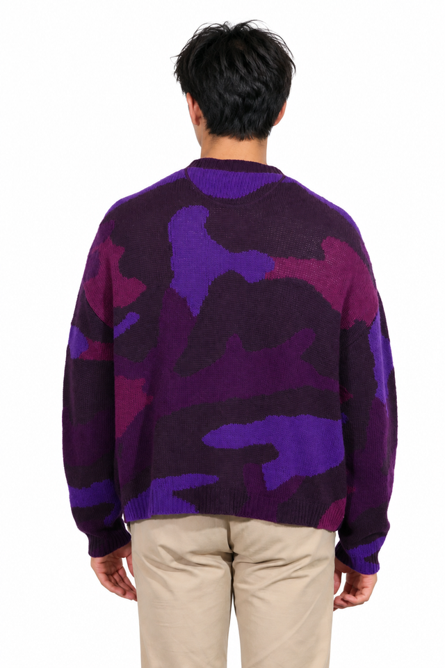 Valentino Purple Camouflage Crewneck Sweater