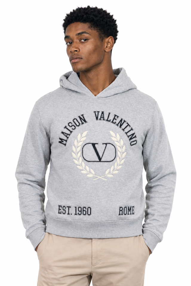 Valentino Maison Crest Embroidered Fleece Hoodie