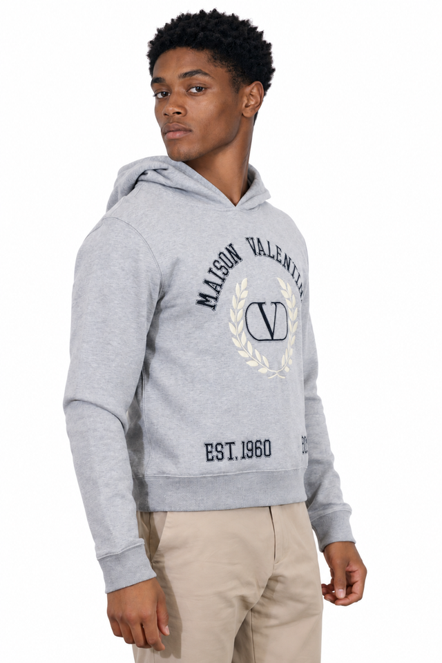 Valentino Maison Crest Embroidered Fleece Hoodie