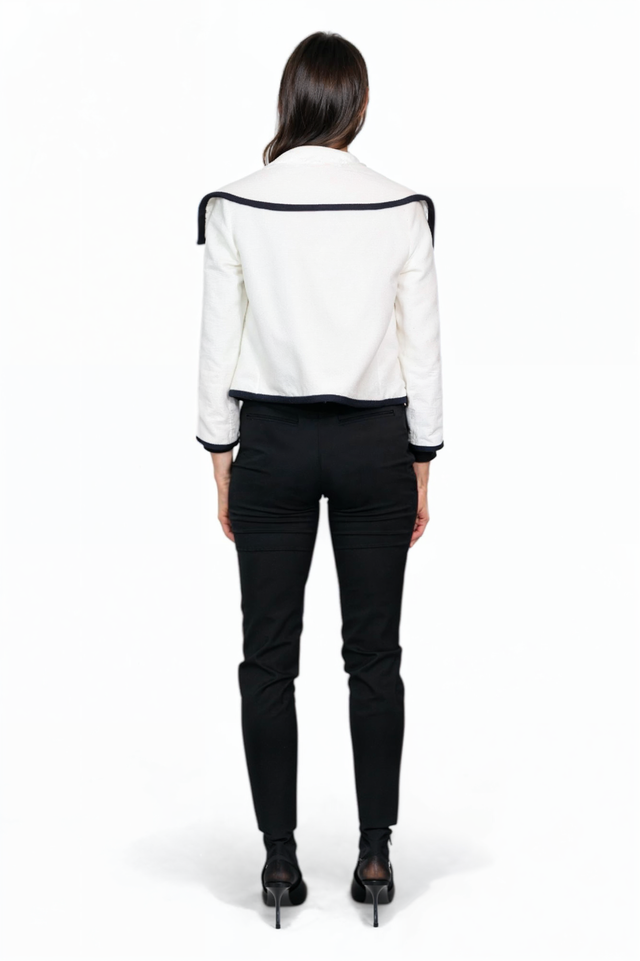 Valentino White Cropped Jacket with Black Trim