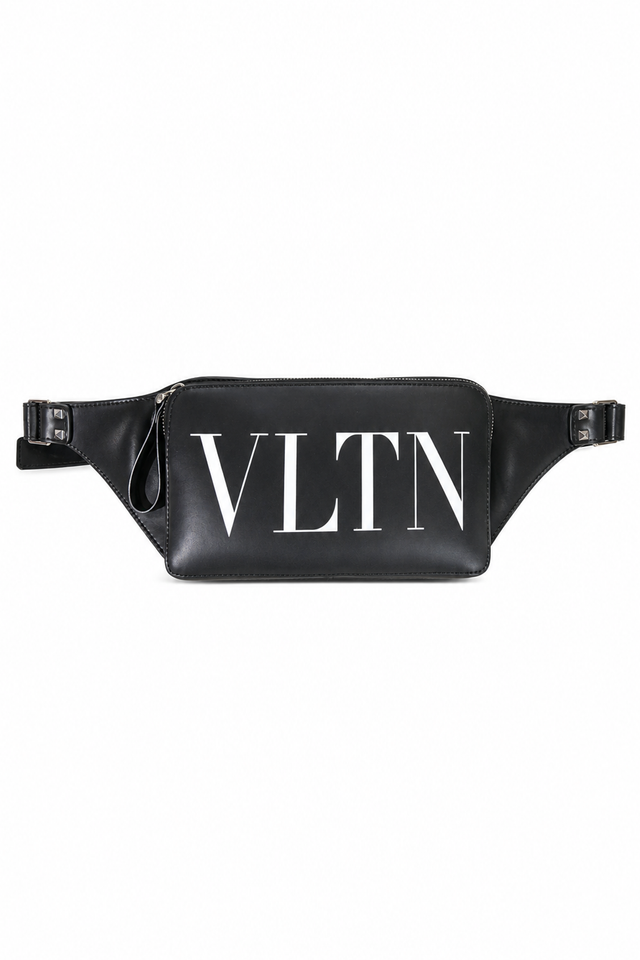 Valentino Garavani VLTN Leather Belt Bag in Black