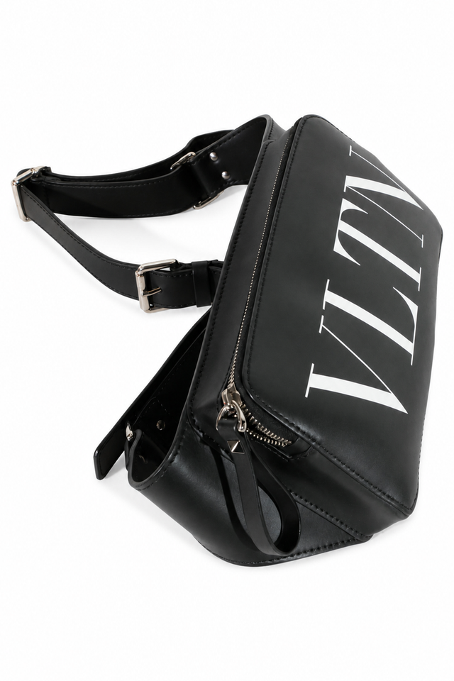 Valentino Garavani VLTN Leather Belt Bag in Black