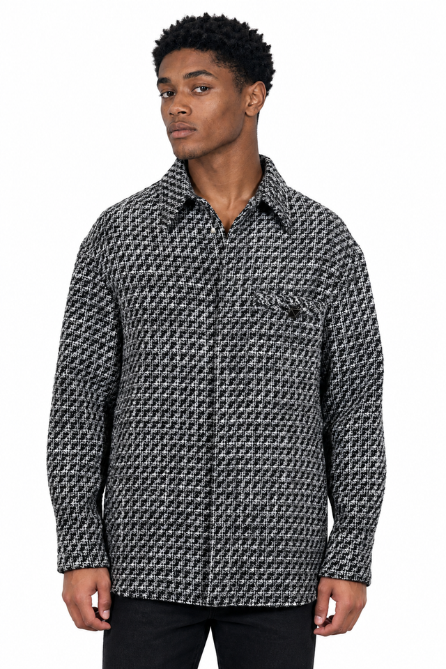 Valentino Houndstooth Tweed Overshirt Jacket
