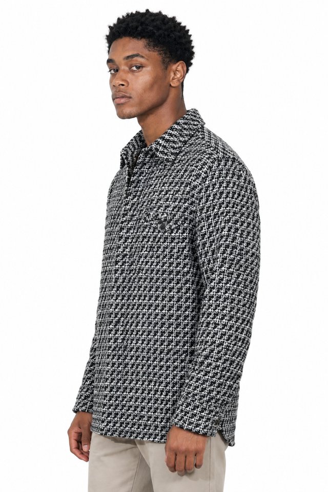 Valentino Houndstooth Tweed Overshirt Jacket