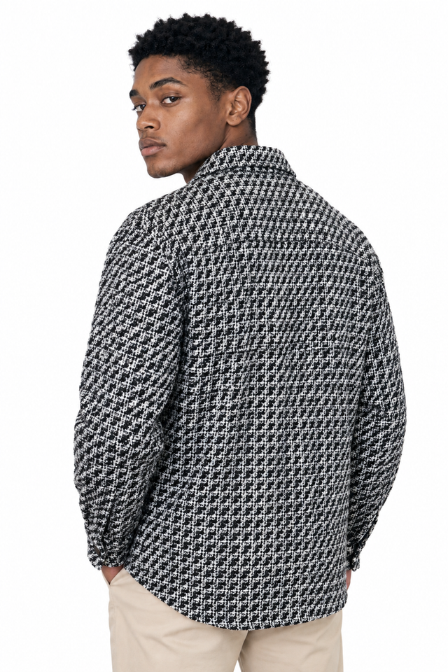 Valentino Houndstooth Tweed Overshirt Jacket