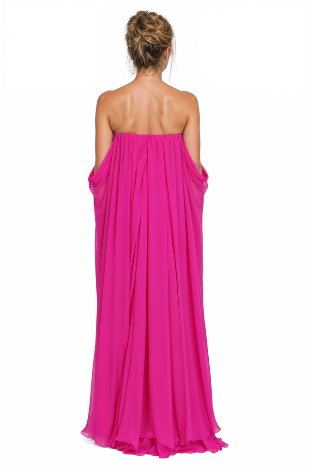 Valentino Off-Shoulder Draped Gown - Vibrant Fuchsia
