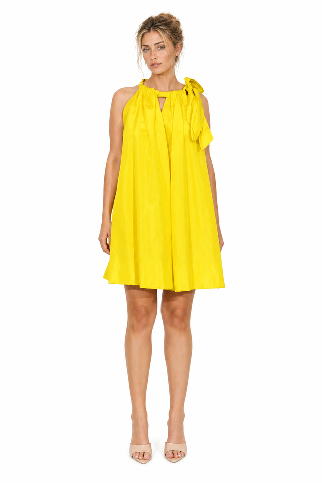 Valentino Bow-Detail Sleeveless Taffeta Mini Dress