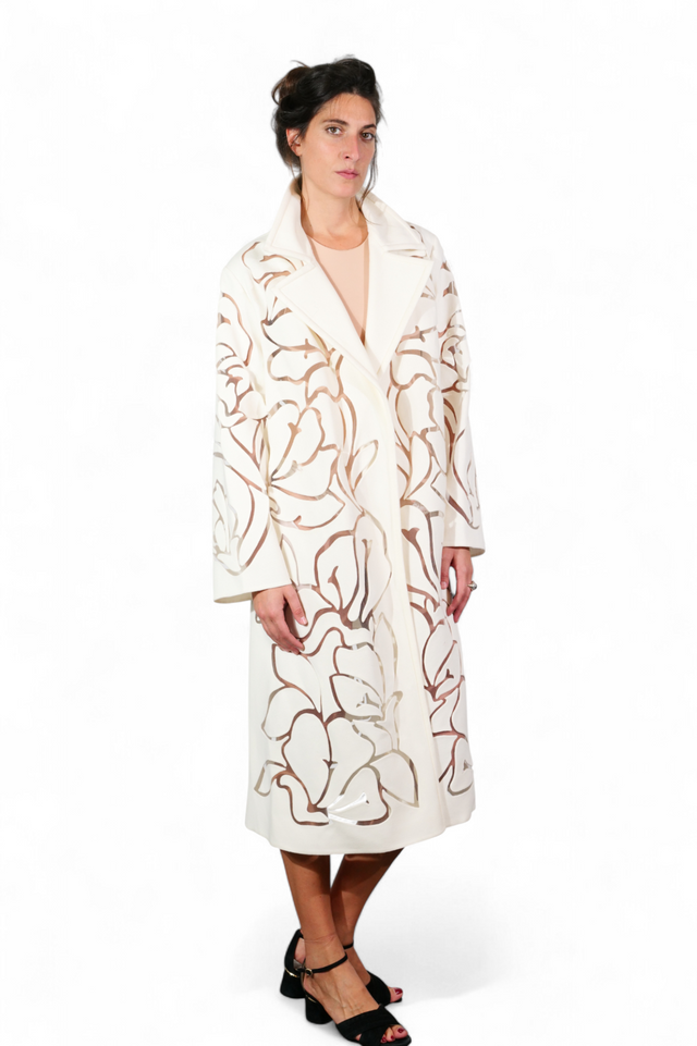 Valentino Laser-Cut Floral Coat