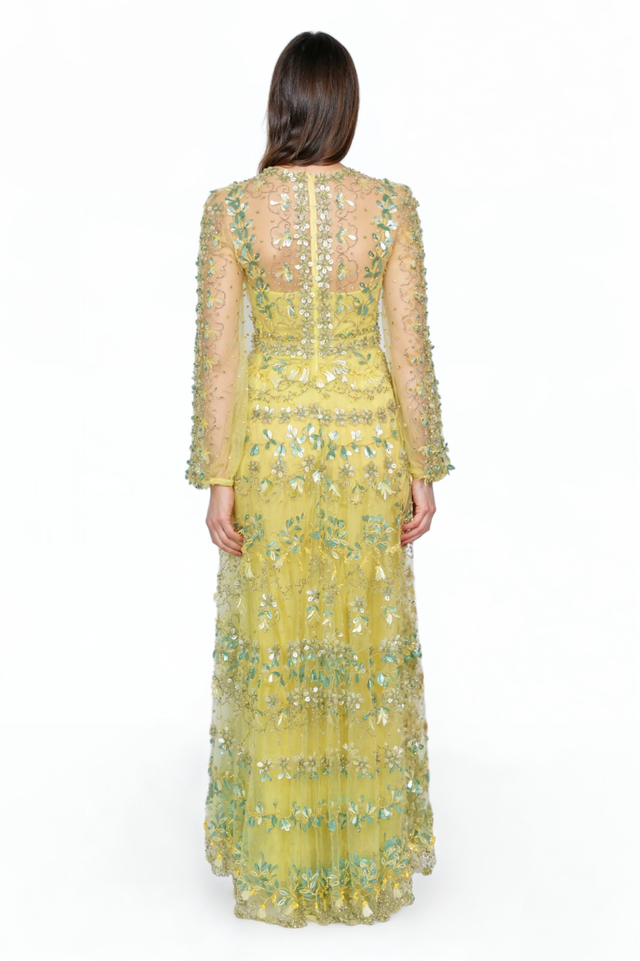 Valentino Golden Yellow Embroidered Gown