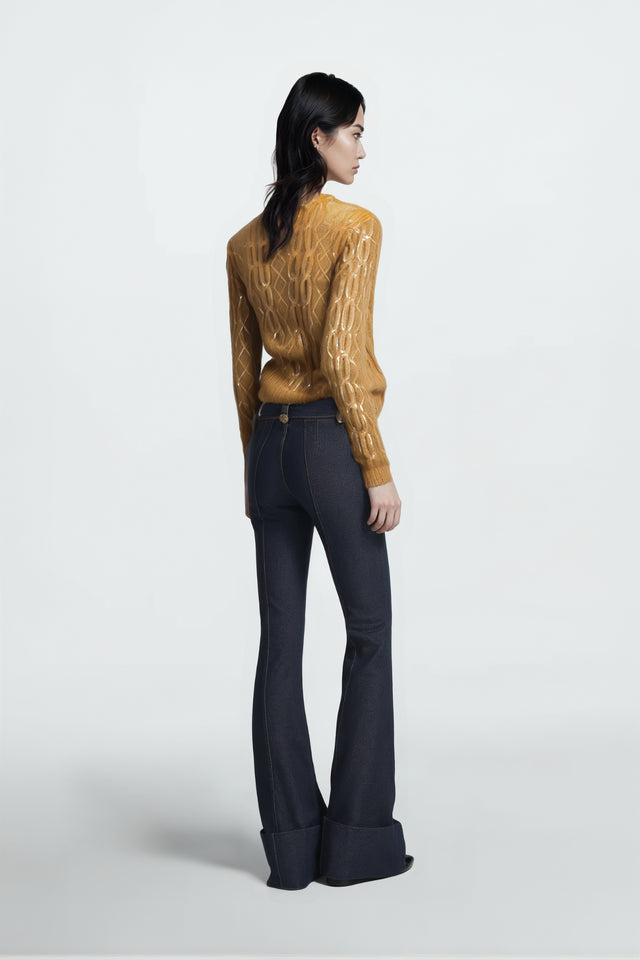 Valentino Metallic Cable-Knit Wool Cardigan