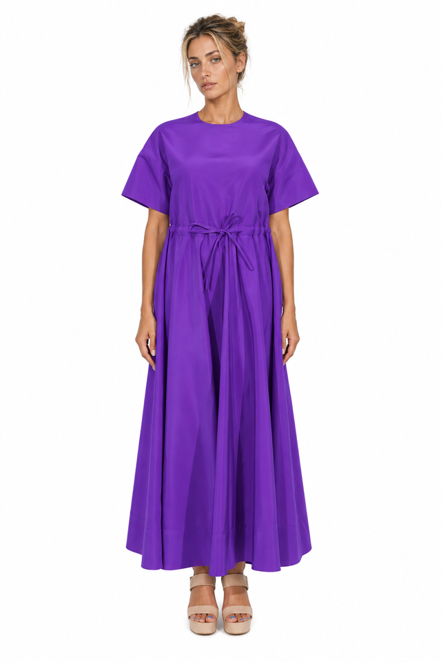 Valentino Short-Sleeve Drawstring Maxi Dress