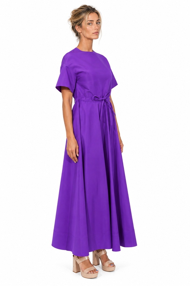 Valentino Short-Sleeve Drawstring Maxi Dress