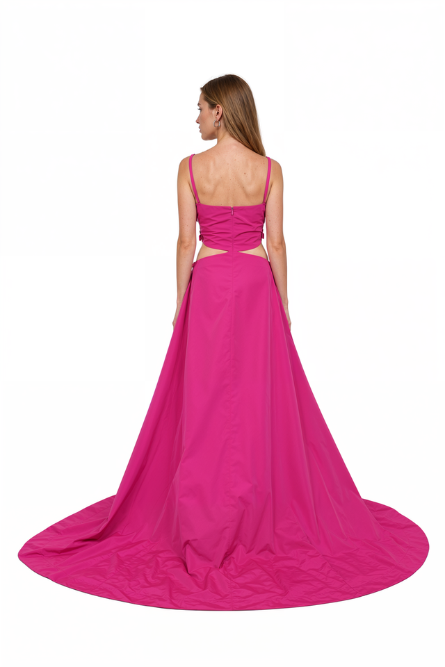 Valentino Pink PP cutout bow-detail gown with train
