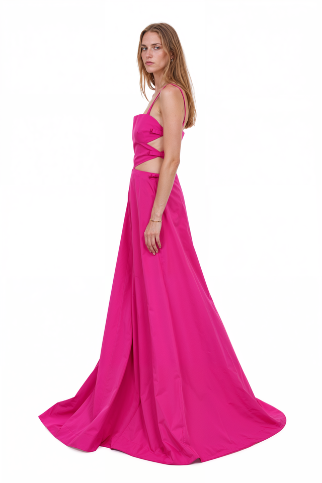 Valentino Pink PP cutout bow-detail gown with train