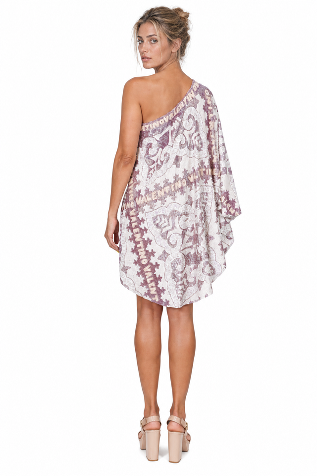 Valentino Sequined One-Shoulder Bandana Mini Dress