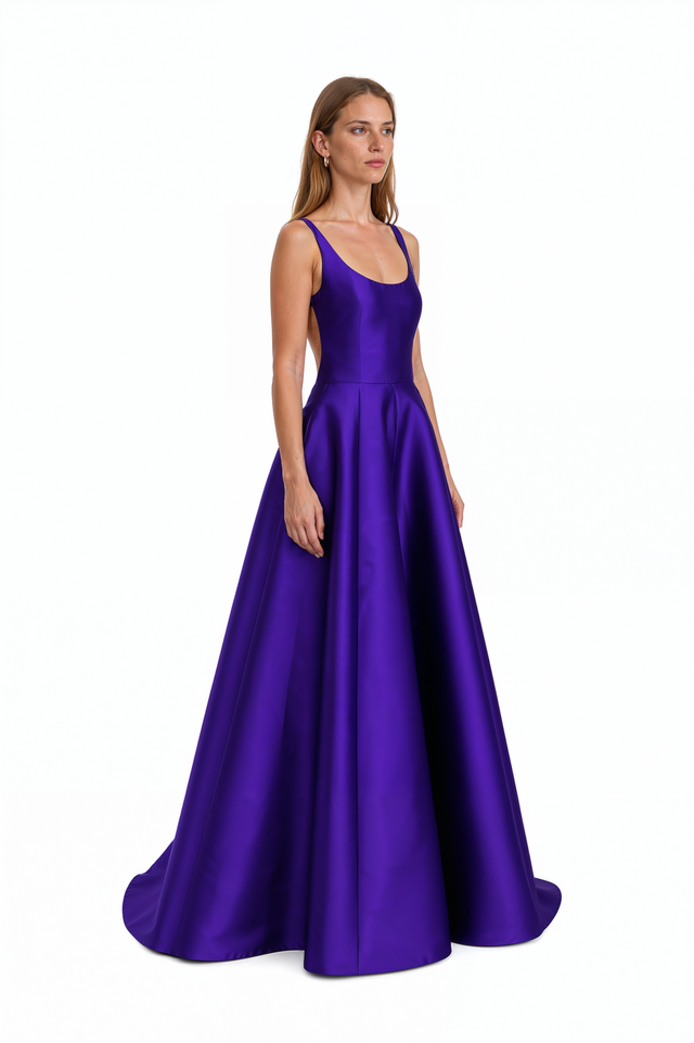 Valentino Black Scoop-Neck Ball Gown with full sweeping skirt