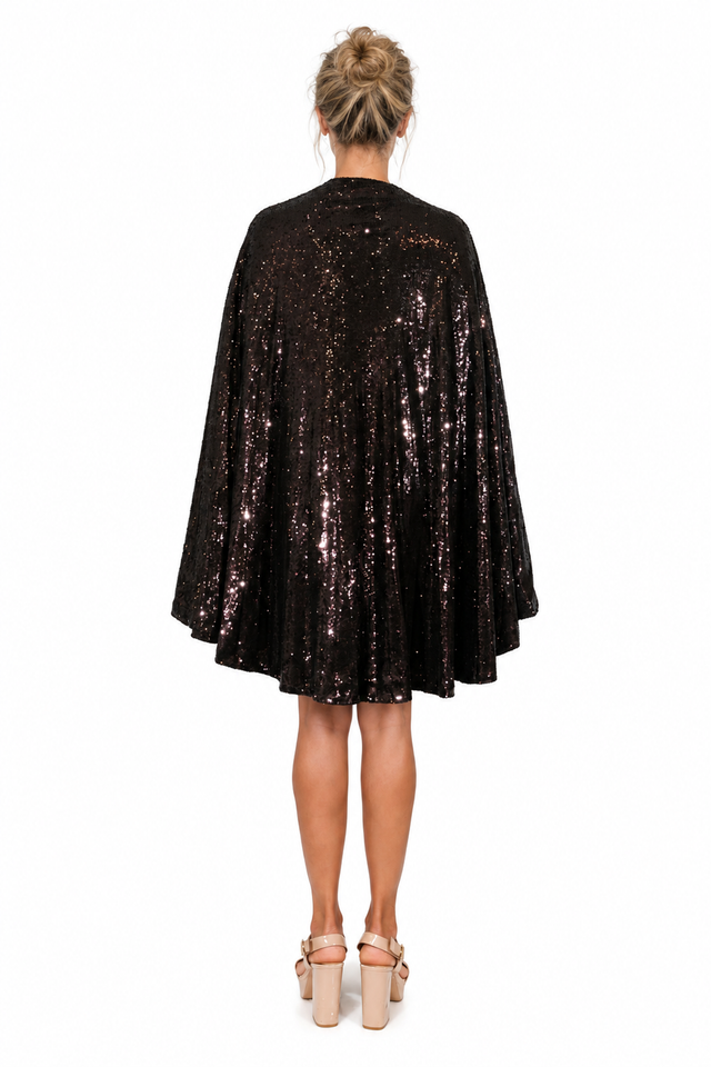 Valentino Sequin-Embellished Cape Mini Dress