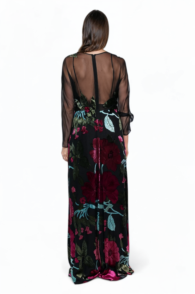 Valentino Sheer Floral Embroidered Gown