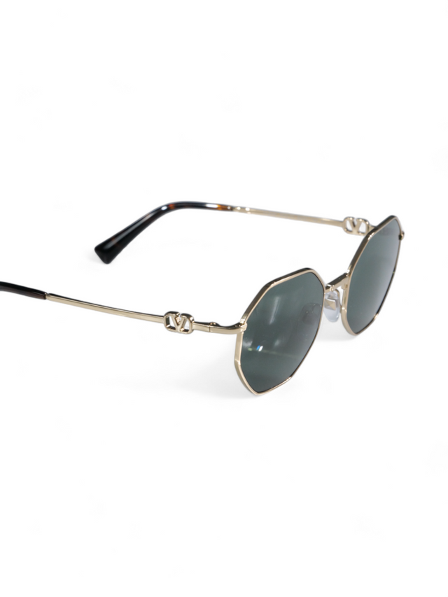 Valentino Garavani Hexagonal Gold-Tone Metal Sunglasses with Colored Lenses