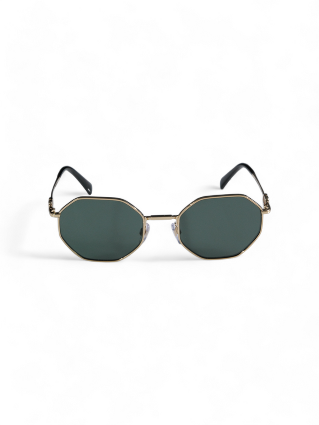 Valentino Garavani Hexagonal Gold-Tone Metal Sunglasses with Colored Lenses