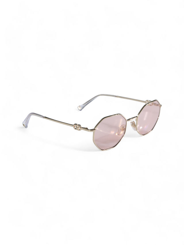 Valentino Garavani Hexagonal Gold-Tone Metal Sunglasses with Colored Lenses