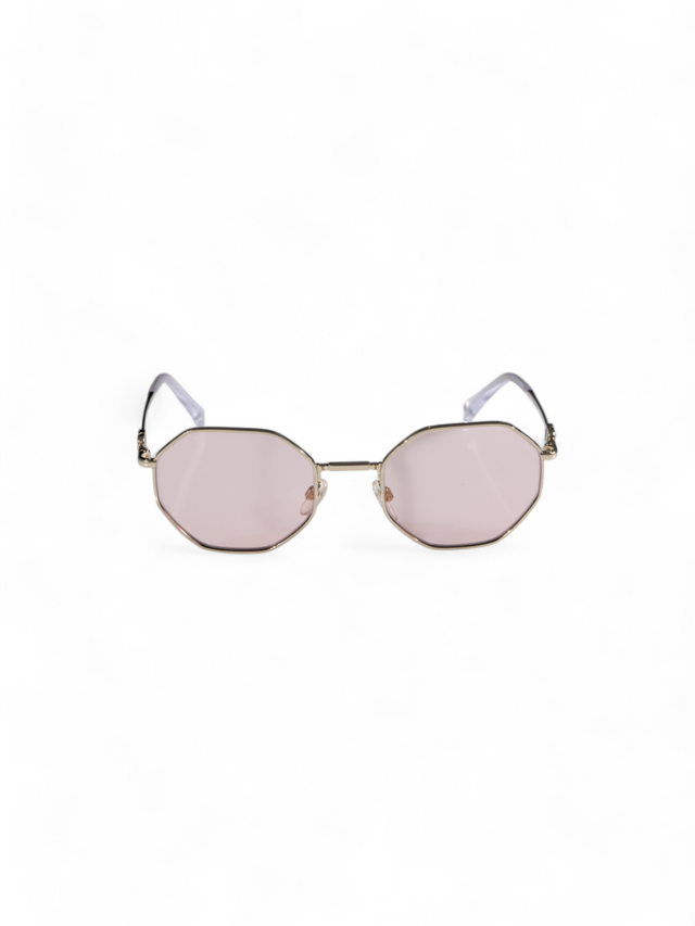 Valentino Garavani Hexagonal Gold-Tone Metal Sunglasses with Colored Lenses