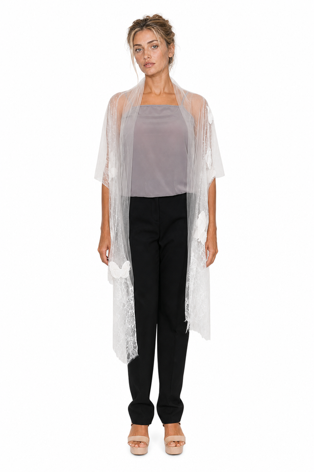 Valentino Garavani 3D Butterfly Appliqué Lace Draped Kimono Cardigan