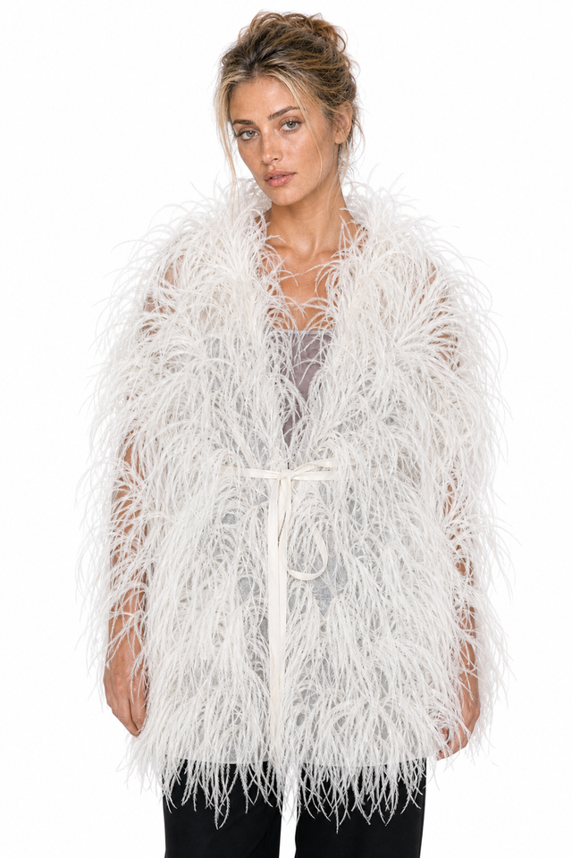 Valentino Garavani Ostrich Feather Belted Vest Top