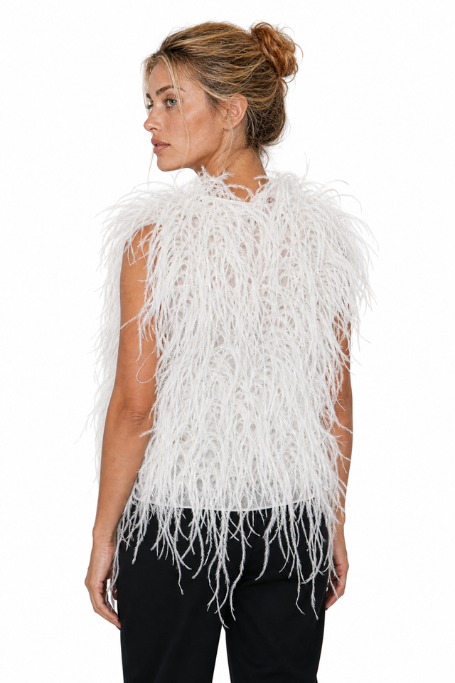 Valentino Garavani Ostrich Feather Belted Vest Top