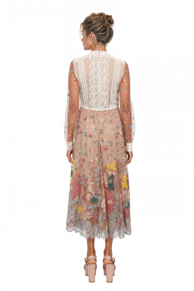 Valentino Lace & Embroidered Floral Tulle Gown