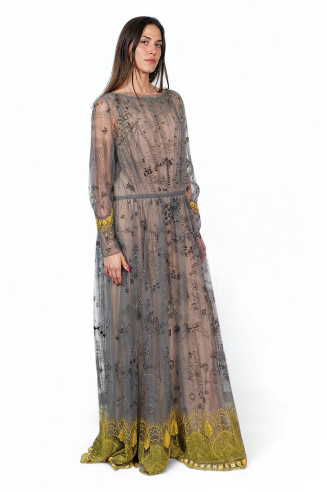 Valentino Sheer Embroidered Gown