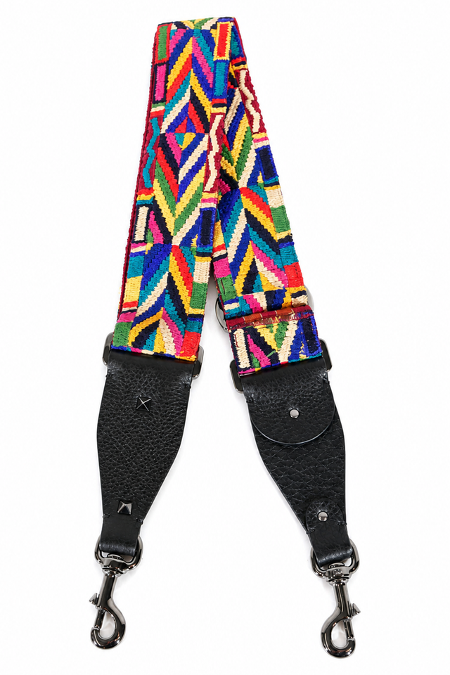 Valentino Garavani Rockstud Embroidered Canvas Bag Strap in Multicolor & Sage Pink (Color Options)