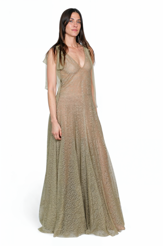 Valentino Metallic Lace Gown