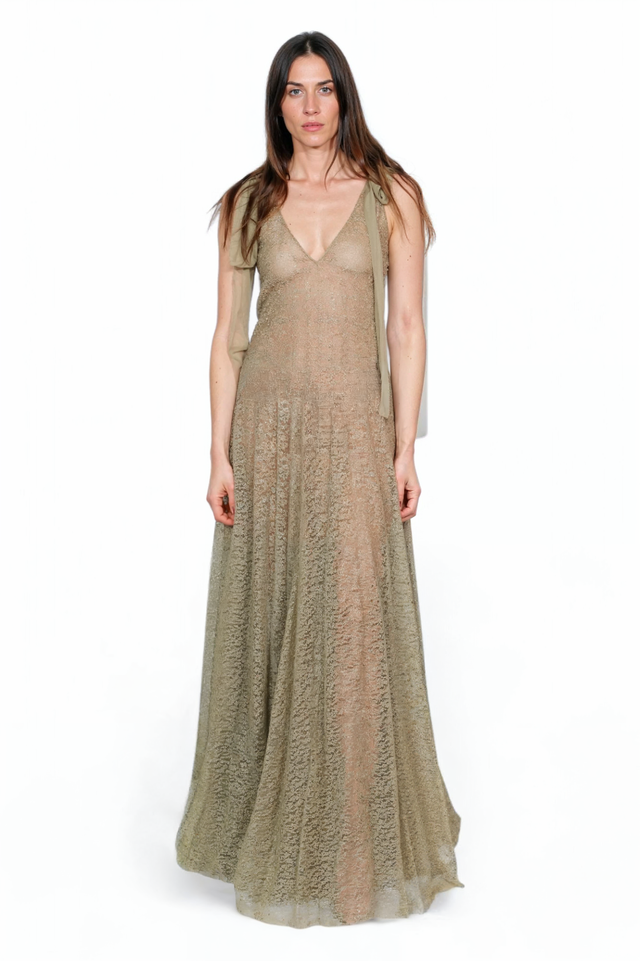 Valentino Metallic Lace Gown