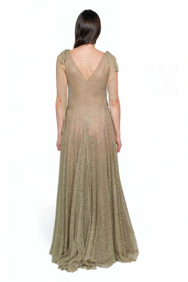 Valentino Metallic Lace Gown