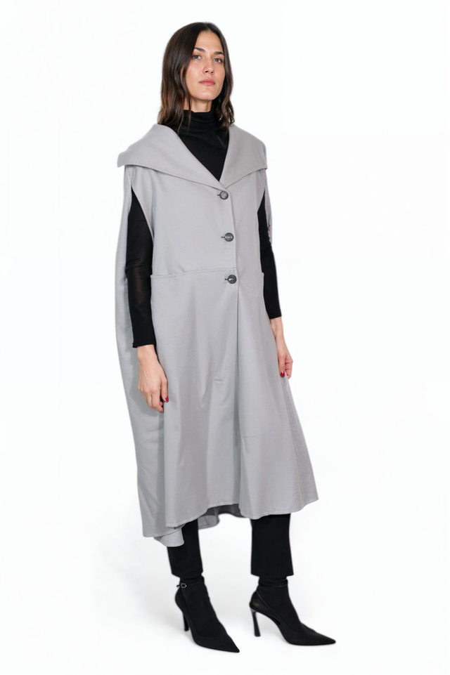 Fabiana Filippi Light Gray Cape Coat