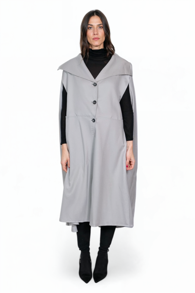 Fabiana Filippi Light Gray Cape Coat