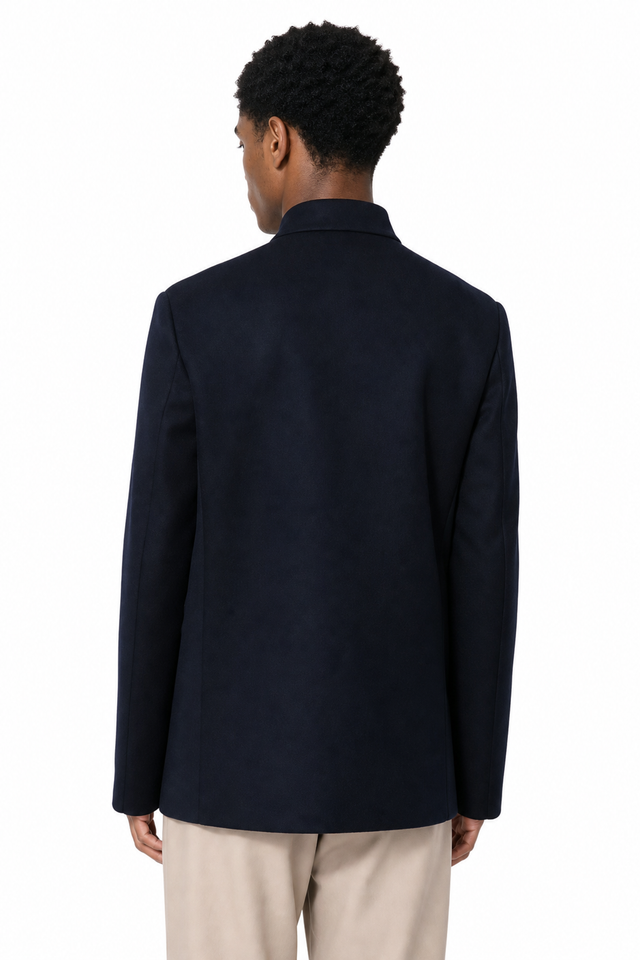 Valentino Men's Double-Breasted Cashmere-Wool Peacoat in Midnight Navy