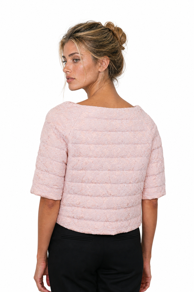 Valentino Pale Pink Quilted Short Sleeve Jacket