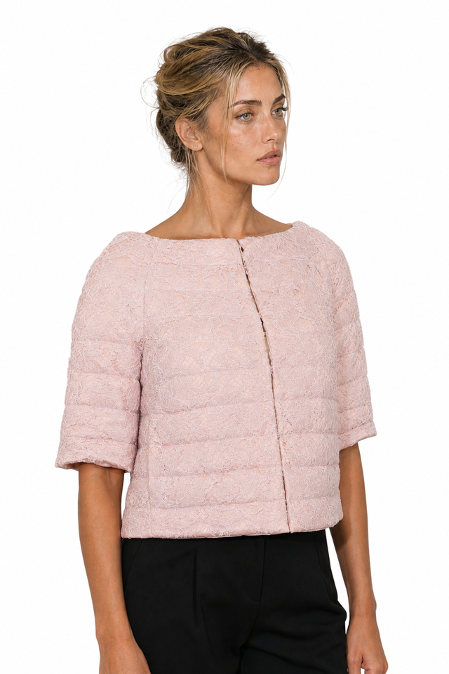 Valentino Pale Pink Quilted Short Sleeve Jacket