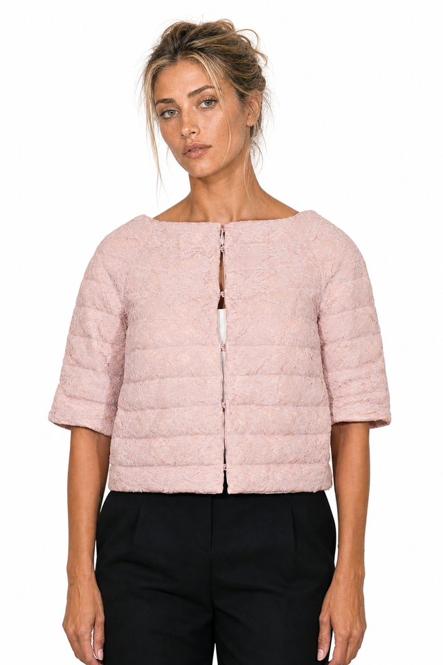 Valentino Pale Pink Quilted Short Sleeve Jacket