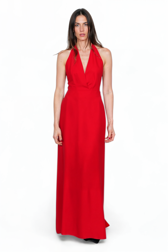 Valentino Red Halter-Neck Evening Gown