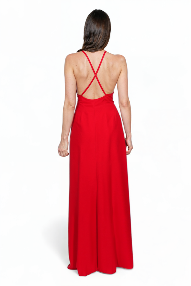 Valentino Red Halter-Neck Evening Gown