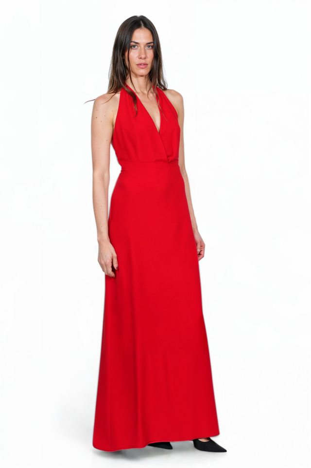 Valentino Red Halter-Neck Evening Gown